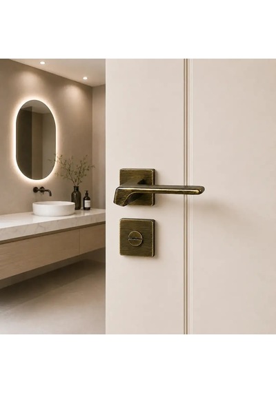 Sese Özge Modeli Kare Rozetli Wc Kapı Kolu Antik Renk 200-220r-02-94