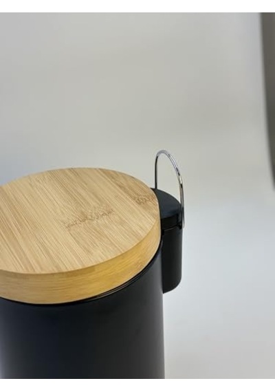 Bambu Kapaklı Metal Çöp Kovası Hidrolik Sistemli Yavaş Kapanma Özellikli, Pedallı, Banyo Ve Mutfak İçin Ş Diğer