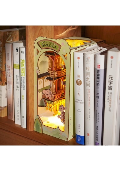 Rolife Tgb05 Falling Sakura Kitap Köşesi Book Nook Dıy Minyatür Maket Model Seti Mini Dollhouse 3d Model Kit Detaylı Dekoratif Hobi Seti 3d Puzzle Tiny House