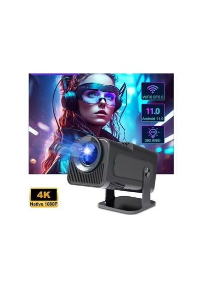 Siyah Taşınabilir Sinema Projektörü 4k 1080p Ev Sineması Bluetooth Android Projeksiyon R38-120966