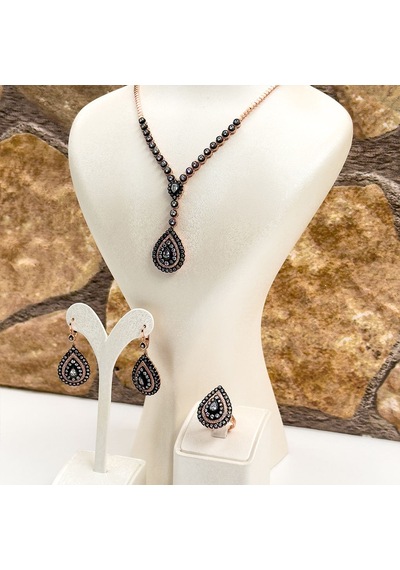 Elmas Montür Rosegold Özel Üretim Gümüş Set Takım - Lvrset12 Rose Gold