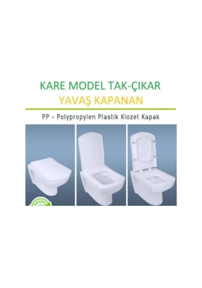 Kare Yavaş Kapanan Klozet Kapağı Amortisörlü Kapak Hijyenik Kapak Üstten Montajlı Kare Klozet Kapak Çok Renkli
