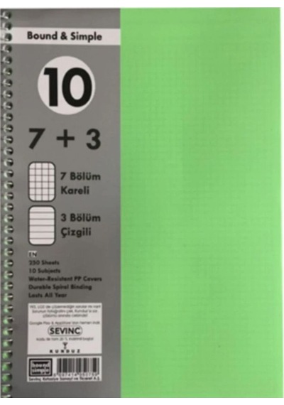 A4 7+3 250 Yaprak Pp Kapak Ayraçlı Defter Adet