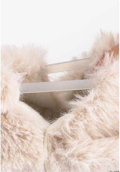 Furry Kırık Beyaz Kürk Barefoot Patik Kırık Beyaz