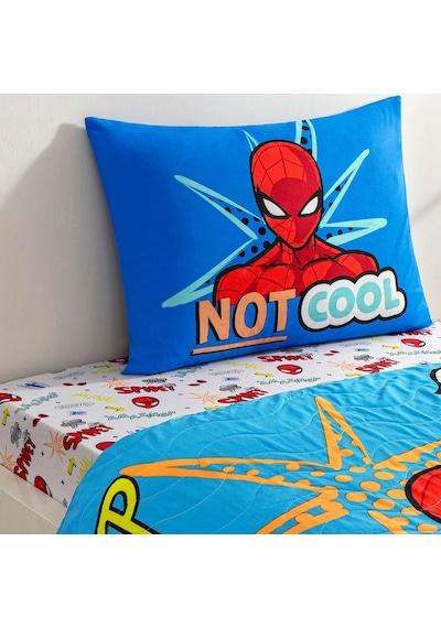 Spiderman Thwip Standart Pamuk Nevresim Takımı, Mavi, Tek Kişilik Çok renkli