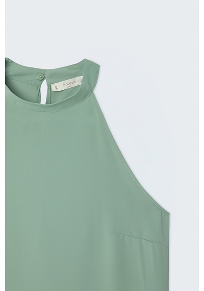 Sateen Halter Yaka Bluz - Mint-137734 MİNT