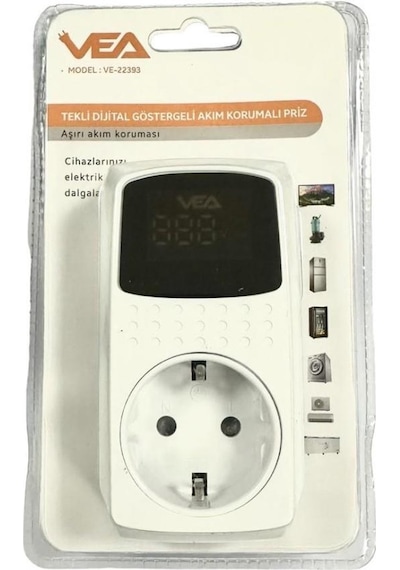Vea Ve-22393 16a 3520w Tekli Dijital Göstergeli Akım Korumalı Priz 0