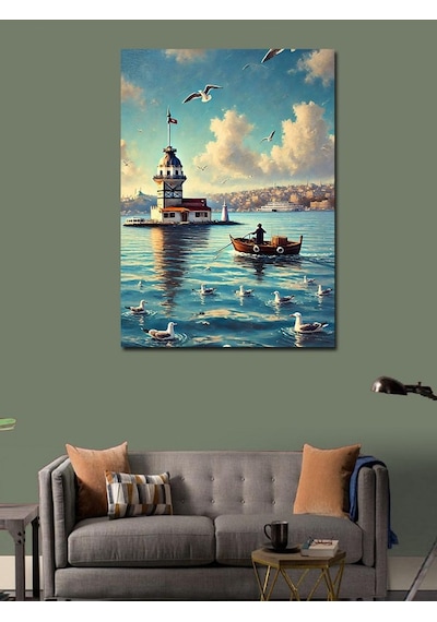 Kanvas Tablo Kız Kulesi Ve Deniz 50cmx70cm