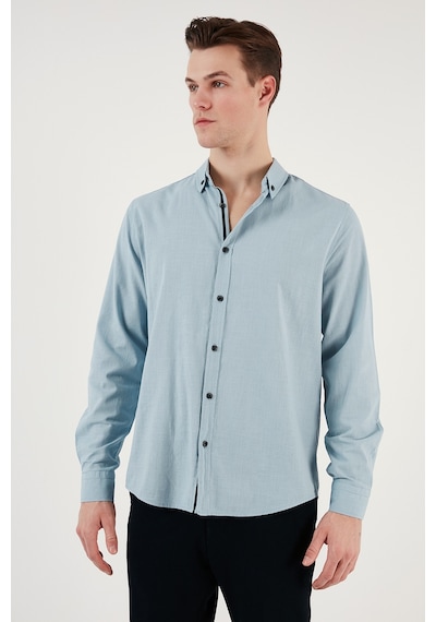 Buratti Pamuklu Regular Fit Düğmeli Yaka Erkek Gömlek Cf20S111871 Aqua