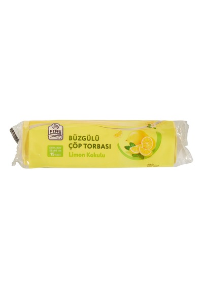 Fine Dreaming Büzgülü Çöp Torbası 15 Adet Orta Boy Limon Kokulu 3'li Ekonomik Paket - 3 Adet Tarı