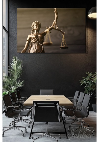 Bronz Renkli Adalet Tanrıçası Themis / Justitia Heykeli Yatay Kanvas Tablo 3867 Çok Renkli