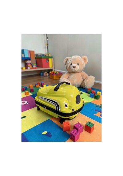 Aresshop Araba Valiz Çocuk Çanta Cocuk Araba Valız Sarı