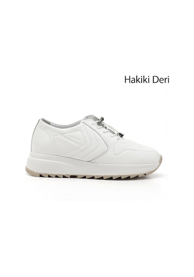 Gönderi(R) Gönderi R Beyaz Bağcıklı Dolgu Taban Hakiki Deri Sneaker Beyaz