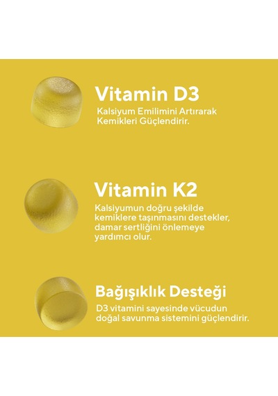 2 Li D3 K2 Vitamin Gummy, Portakal Aromalı, 60 Çiğnenebilir Form
