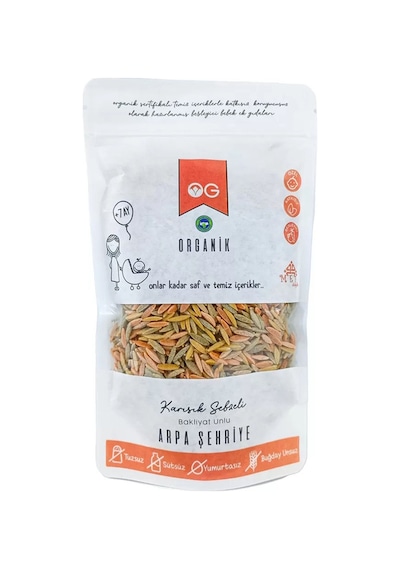 OG natural Organik Karışık Sebzeli Bakliyat Unlu Arpa Şehriye 250 G +6 Ay