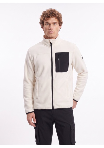 Jeep Ekru Erkek Dik Relaxed Düz Polar Sweatshırt J4wm-swt4444