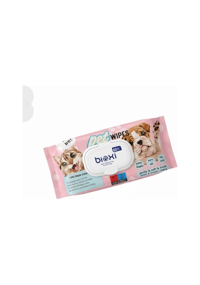 Bioxi Pet Wipes Günlük Temizlik Islak Mendil Kapaklı - 60'lı Paket