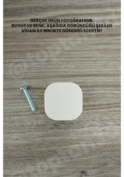 6 Adet - Açık Bej Oval Kare Kulp - Modern Ve Şık Dolap, Gardırop, Şifonyer, Komodin Ve Çekmece Kulpu Vida Dahil Sarı