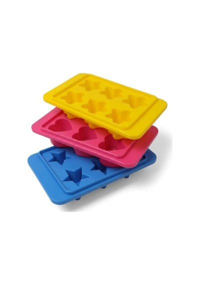 Tr Plastik 6 Bölmeli 3 Desenli Buz Kalıbı Seti, Yıldız-kalp-çiçek Desenli Buz Kalıbı 3 Set 13cm 8cm 3cm Eğle Genel