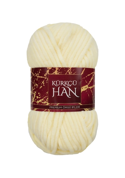 Kürkçü Han Kadife 100gr 95mt Örgü İpi Krem Sarı