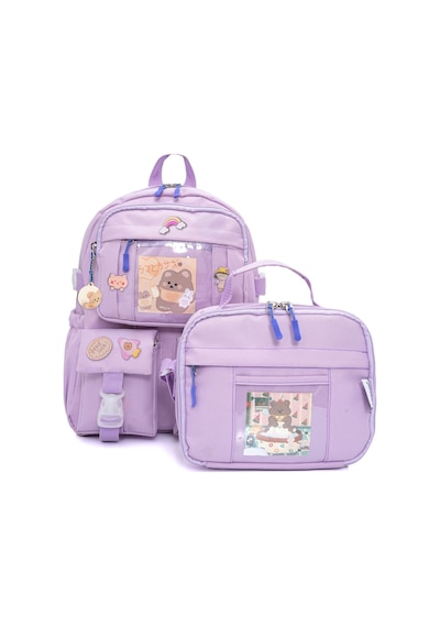 Wia Kawaii Kore Tarzı Ayıcıklı İlkokul Ve Beslenme Çantası Siyah