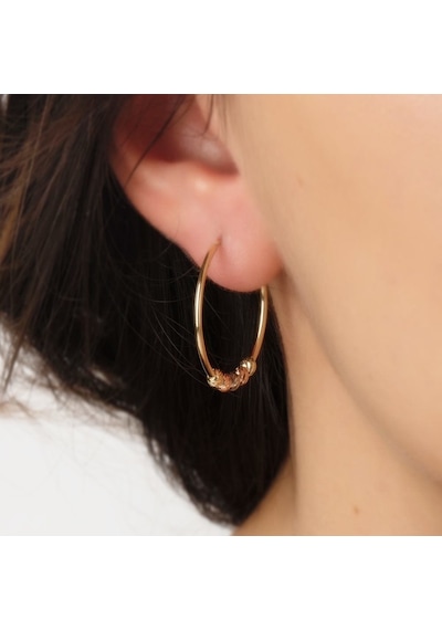 Sembol Gold Halka Küpe Dorikalı Tricolor 14K Gold