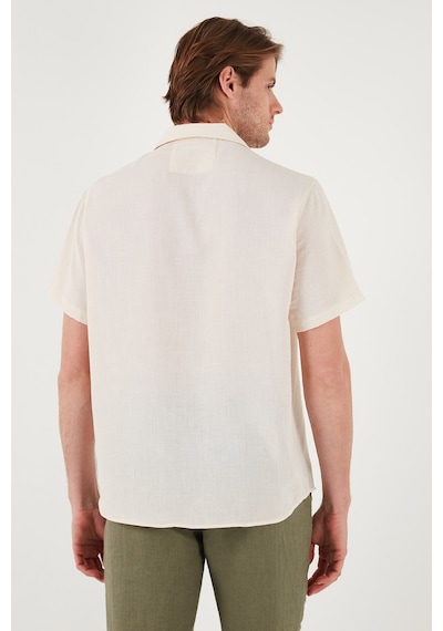 Buratti Keten Görünümlü Kısa Kollu Apaş Yaka Regular Fit Erkek Gömlek Cf23S116775 Krem Buratti Keten Görünümlü Kısa Kollu Apaş Yaka Regular Fit Erkek Gömlek Cf23S116775 Krem