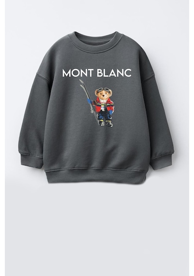 Monila Erkek Çocuk Ayıcık Baskılı 3 İplik Kumaş Pamuklu Sweatshirt Antrasit