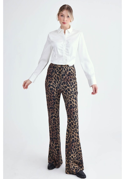 Vitrin Leopar Desen İspanyol Paça Pantolon