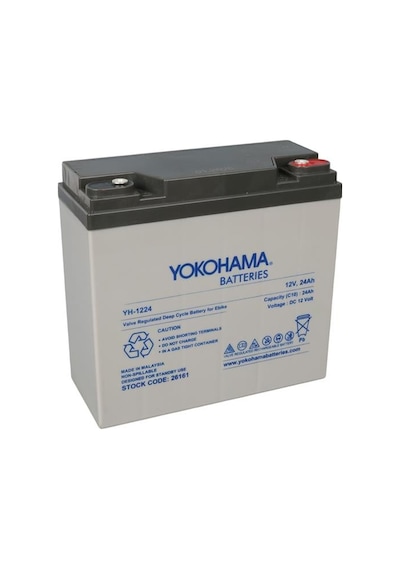 Yokohama Yh-122.4 12 Volt - 24 Amper Elektrikli Bisiklet Aküsü 180x76x167 Mm