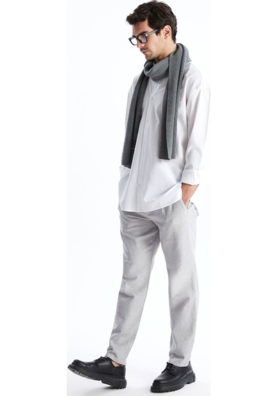 Lcw Vision Gri Slim Fit Keten Karışımlı Erkek Pantolon