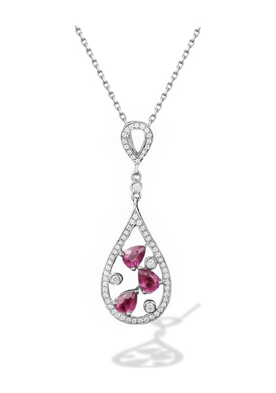 Brezza Lusso Jewelry Rubalit Turmalin Işıltılı Histryum Kadın Gümüş Kolye 45 CM 45 CM