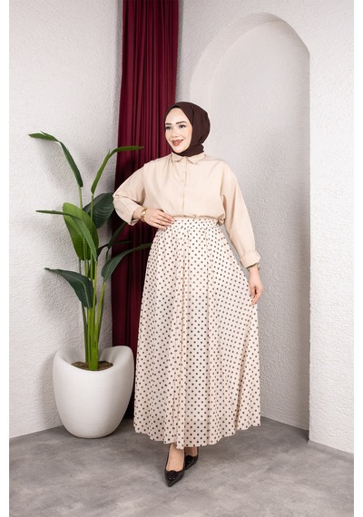 Hira Life Fashion Kadın Astarlı Puantiye Desenli Tül Etek Bej-kahverengi Bej-kahverengi Hira Life Fashion Kadın Astarlı Puantiye Desenli Tül Etek Bej-kahverengi Bej-kahverengi