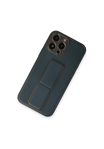 Gld-spt- Newface Apple Uyumlu iPhone 13 Pro Kılıf Coco Deri Standlı Kapak - Mavi
