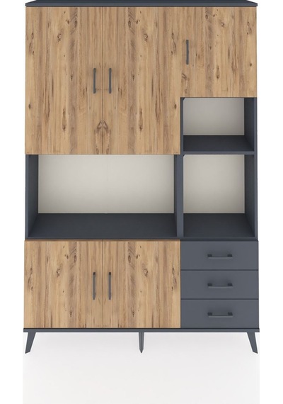 Arges Dolap 9 Raflı 3 Çekmeceli 5 Kapaklı 132x30x195 Antrasit-çam/antrasit Atlas Çam/antrasıt Arges Dolap 9 Raflı 3 Çekmeceli 5 Kapaklı 132x30x195 Antrasit-çam/antrasit Atlas Çam/antrasıt