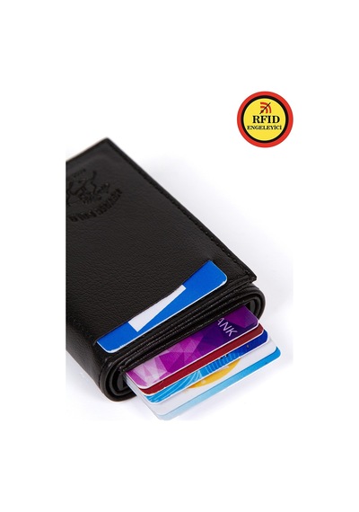 Newish Polo Rfid Özellikli Mekanizmalı Cüzdan Kartlık - Siyah