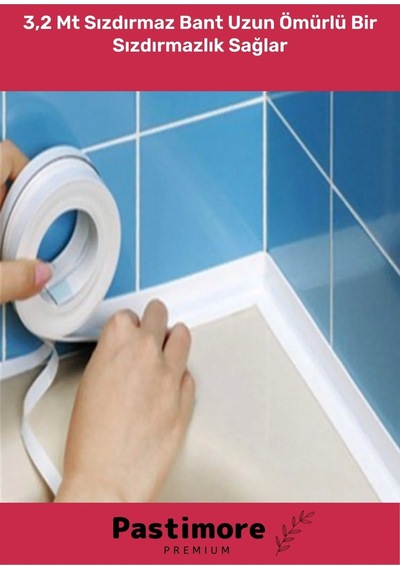 Duş Pvc Lavabo Küvet Tezgah Kenar Banyo Mutfak Pencere 3,2 Mt Su Sızdırmaz Geçirmez Yalıtım Bant Beyaz