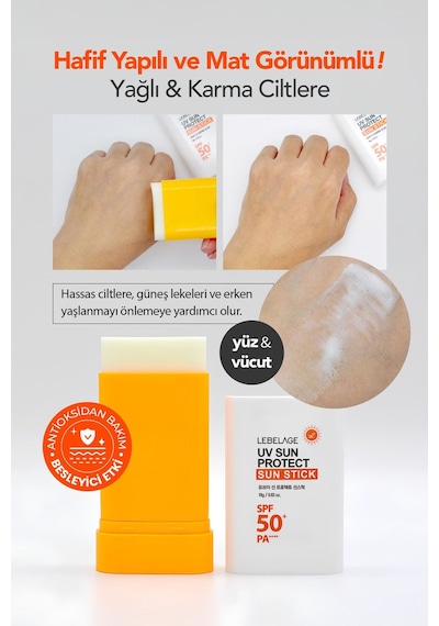 Lebelage Stick Formda Güneş Koruyucu Lebelage UV Sun Protect Sun Stick SPF 50+ PA ++++