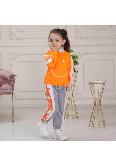 Quzucuk Kids Çocuk Smiley Turuncu Eşofman Seti Turuncu