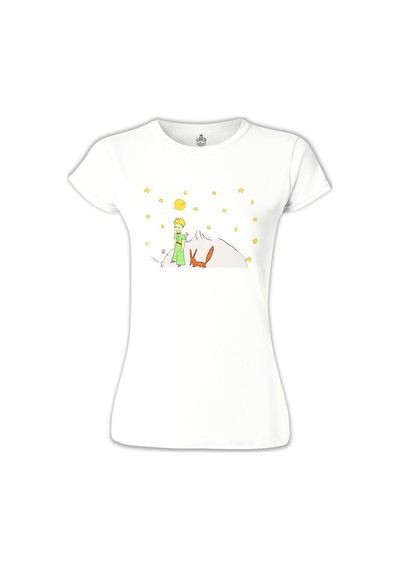 Küçük Prens - Gezegen Beyaz Kadın Tshirt 001