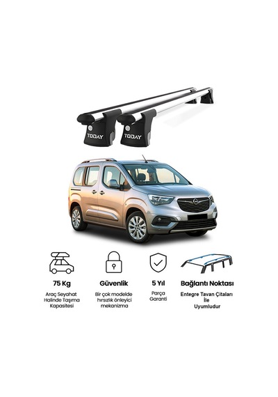 Trio-ı Opel Combo 2012 Ve Sonrası Uyumlu Kilitli Ara Atkı 135cm Port Bagaj Tavan Barı