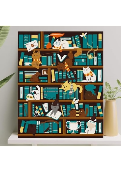 Sayılarla Boyama Tuval Seti Fırça Boya Dahil Çıtalı 40x50 Cm - Harry Cat