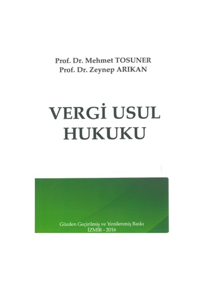 Vergi Usul Hukuku Mehmet Tosuner ( 2.El ) Çizik Yerleri Vardır