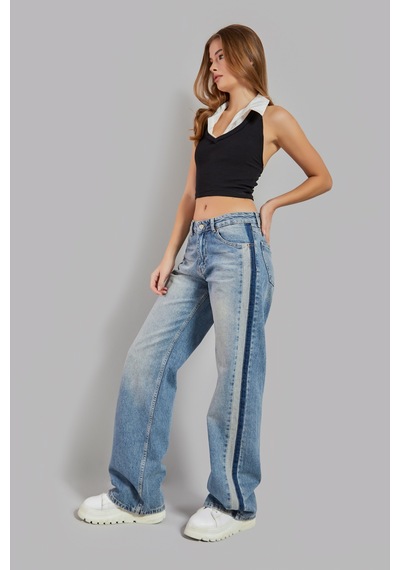 Itsbasic Kadın Kot Rengi 2s584 Straight Fit %100 Koton Yandan Şeritli Denim Jean Mavi Itsbasic Kadın Kot Rengi 2s584 Straight Fit %100 Koton Yandan Şeritli Denim Jean Mavi