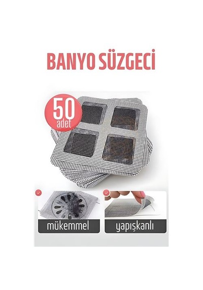 Zenvac Banyo Gider Süzgeci 50 Adet Yapışkanlı Filtre, 10x10 Cm Zenvac29 Renkli
