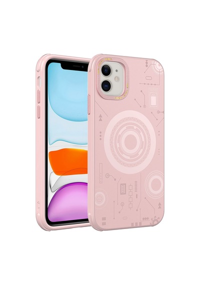 Zeyline Apple Uyumlu iPhone 11 Zore Wireless Şarj Özellikli Desenli Hot Kapak-rose Gold