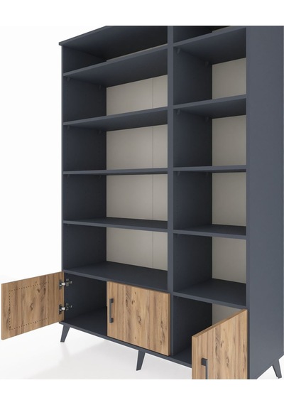 Hyperion Dolap 10 Raflı 3 Kapaklı 132x44x195 Antrasit-çam/ant... Antrasit