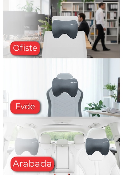 Viscofoam Carfort Büyük Visco Araç Boyun Yastığı – Ortopedik Oto Koltuk Boyun Desteği - Araç Yastığı - Gri | Ergo Travel