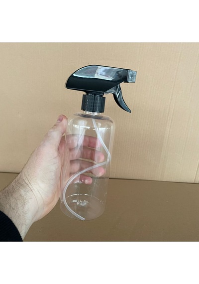 500 Ml Siyah Tetik Spreyli Uzun Silindir Plastik Şişe , 500 Cc Spreyli Plastik Şişe X 4 Adet