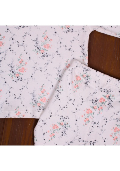 Candar Çiçek Desenli Kız Bebek Pijama Eşofman Takımı Pembe Pembe